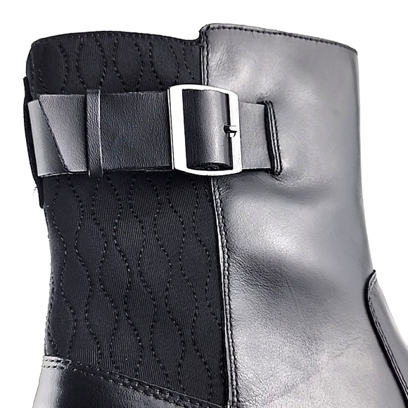 Aravon Women's Black Waterproof Leather Short Wedge Boots Buckle Strap Size 11 - Picture 8 of 16